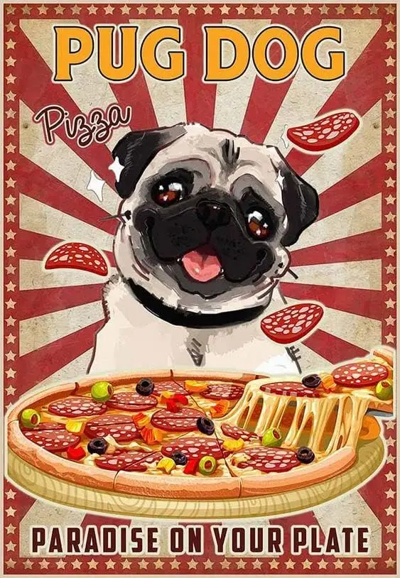 

Винтажный металлический знак мопса собака рай на вашей тарелке металлический жестяной знак алюминиевый знак для дома кофе бар настенный Декор 8x12 дюймов