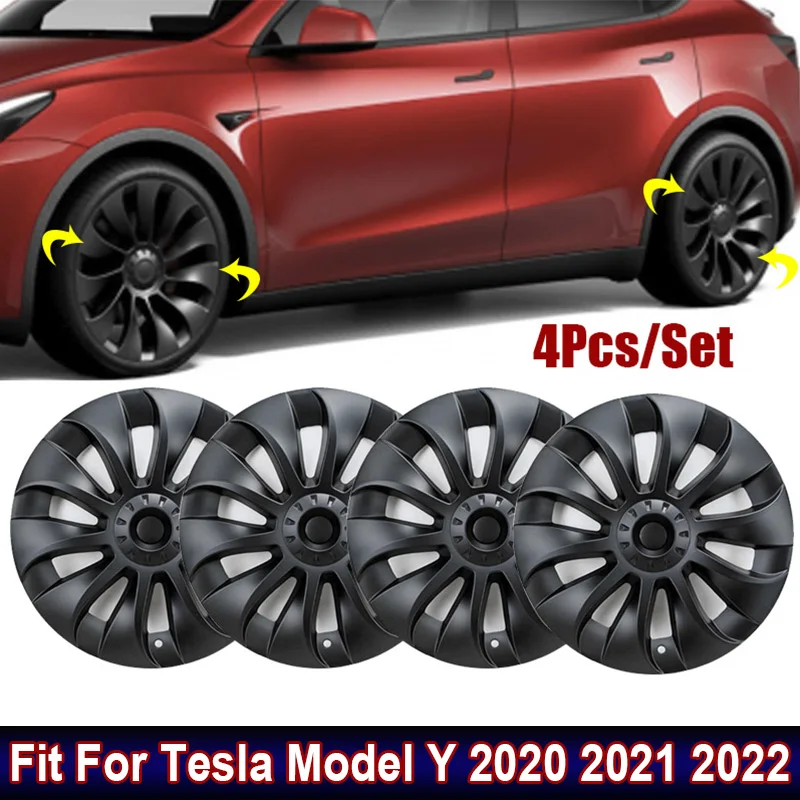 

4Pcs 20Inch Automobile Hub Covers For Tesla Model Y 2020-2022 Protection Car Wheel Direct Replacement Accessories Car Hub Caps