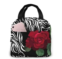 unisex lunch bags red rose zebra pattern pattern rose flowers pattern hawaiian surfer portable insulated lunch bag