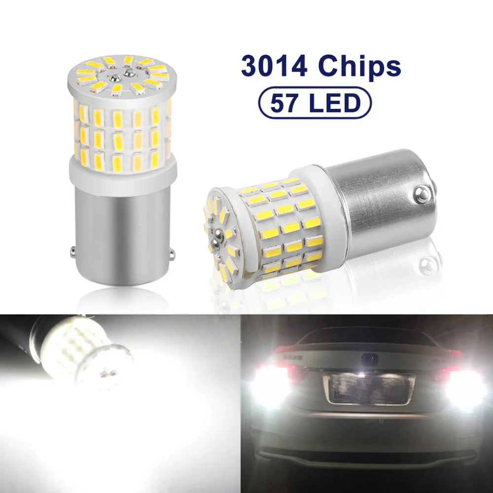 

Автомобисветильник сигнал 12 В 57SMD 3014 1156 BA15S/1157 BAY15D лампа для чтения высокая яркость Белый Желтый авто керамический светодиодный поворотник