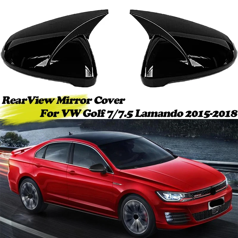 

2pcs For VW Golf MK7 7.5 Lamando 2015-2018 Mirror Cover Caps RearView Mirror Cover Carbon Look Bright Black Matte Chrome Cover
