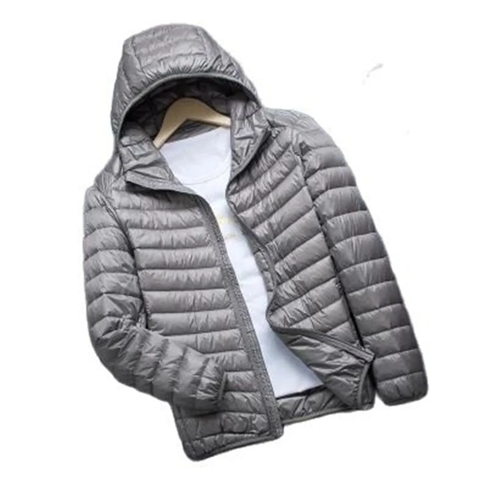 

New Brand Autumn Winter Light Down Jacket Men's Fashion Hooded Short Large Ultra-thin Lightweight Youth Slim Coat Down Jackets