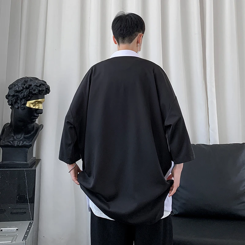 Summer Oversized Patchwork Shirts Mens Summer Fashion Trends Short Sleeve Streetwear Tops Teenage Hawaiian Casual Beach Blouses