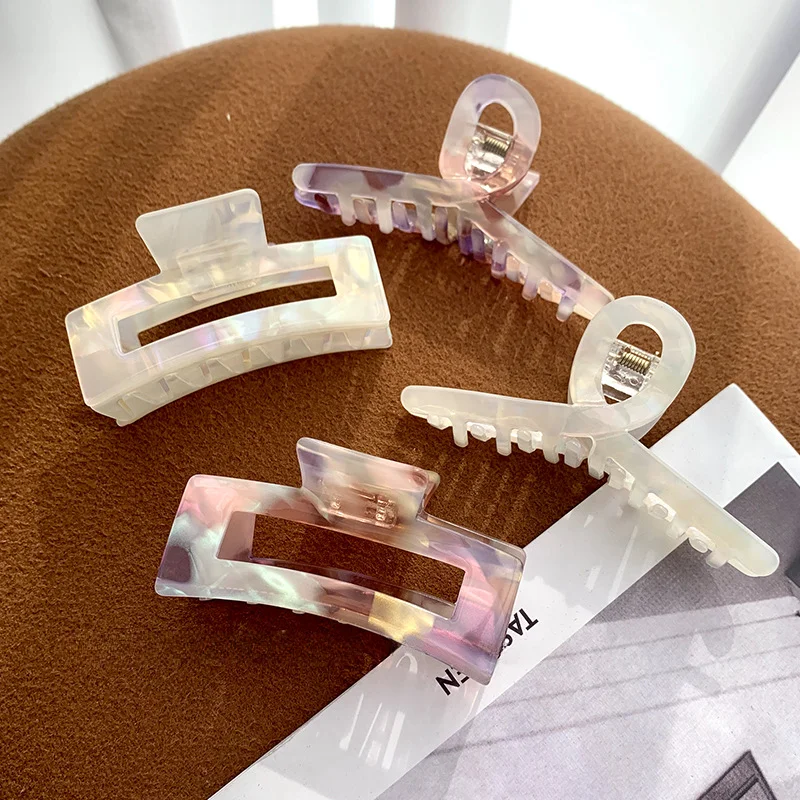 

Hair Clip Acetate Clamp Back Head Hairpin French Retro Mermaid Color Hair Claw Headdress Hairpin Female Barette Clips for Girls