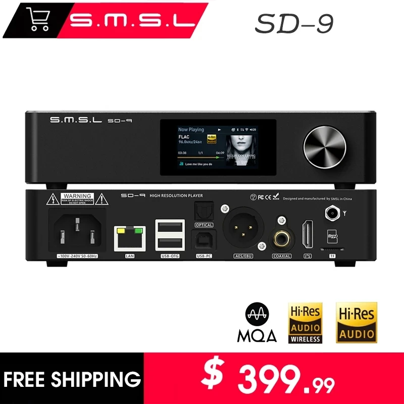 

SMSL SD-9 MQA Full Decoding HIFI Network Music Player SD9 Support DSD, WAV APE,FLAC AIFF, MP3 Desktop Player HIFI