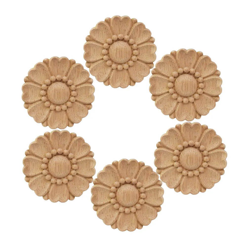 

6/10 Pcs European Natural Wood Carved Wooden Figurines Crafts Corner Appliques Frame Walls Door Furniture Woodcarving Decorative
