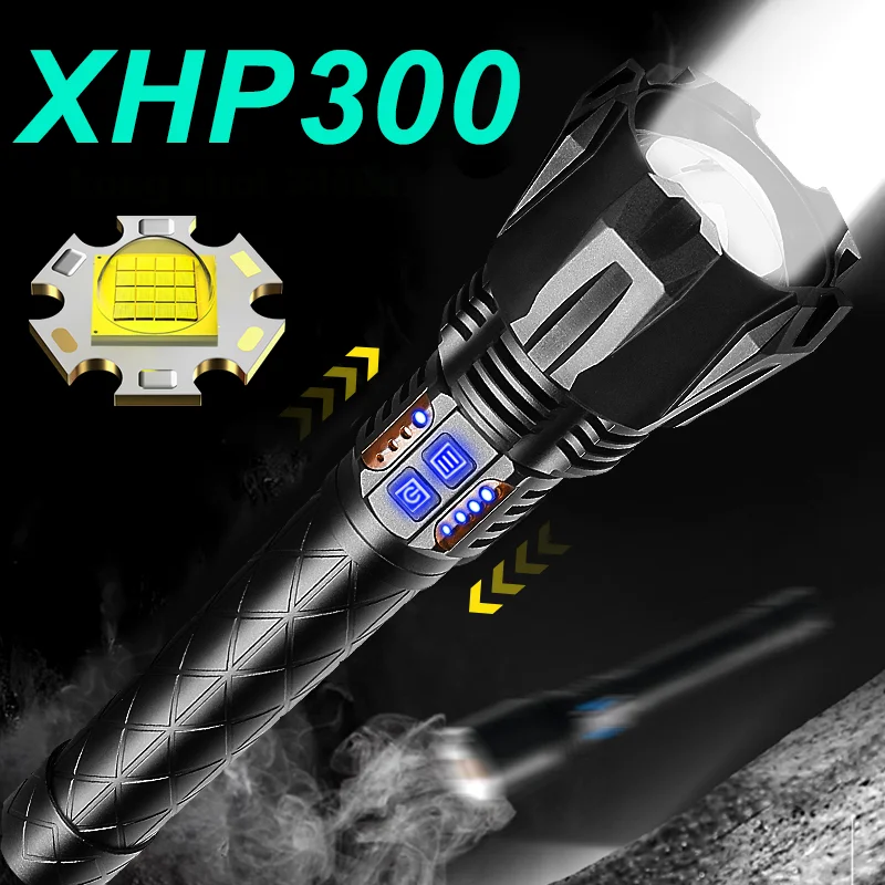 

Super XHP300 Most Powerful Flashlight 18650 Long Shot Rechargeable Torch Lamp XHP199 High Power Led Flash light Tactical Lantern