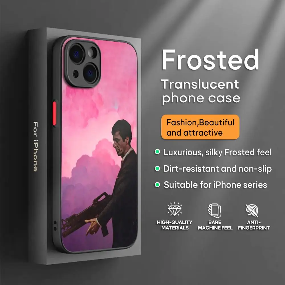 S-caR FA-CE Al P-Pacino Movie Phone Case For iPhone16 15 14 13 12 11 XS XR Plus Mini Pro Max Drop-proof Frosted Translucent