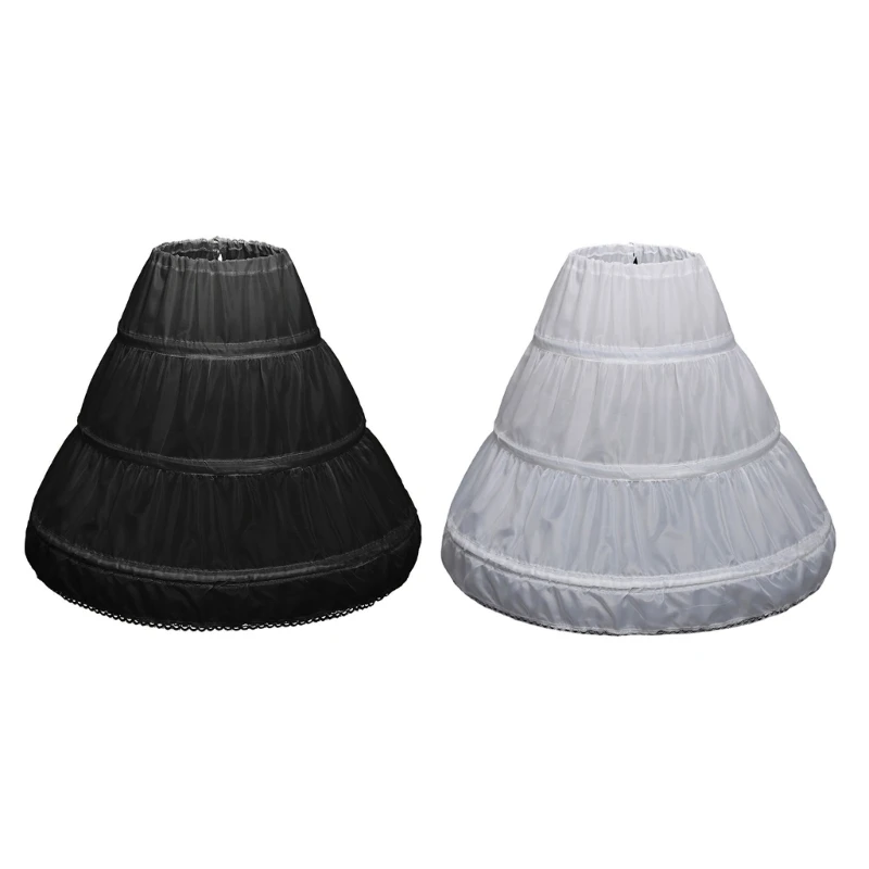 

Girl Petticoat Breathable 3 Hoops Underskirt Crinolines Skirt Lining for Kid