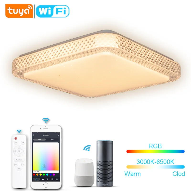 

Remote Control Study Lighting Decorative LED Ceiling Light Modern RGB APP For Room Home Bedroom Light Luminaires Tuya Smart 36W