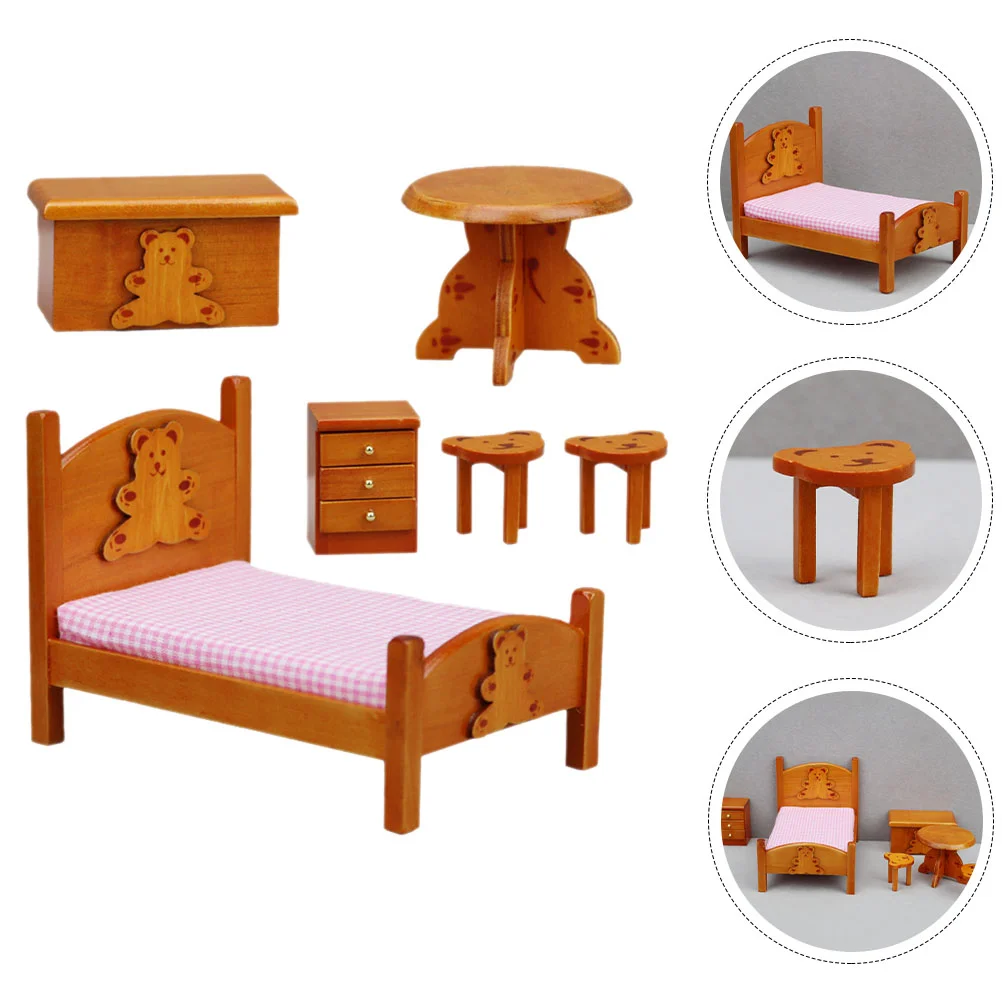 

Accessories House Furniture Model Miniature Bedside Table Cabinet Wood Supplies