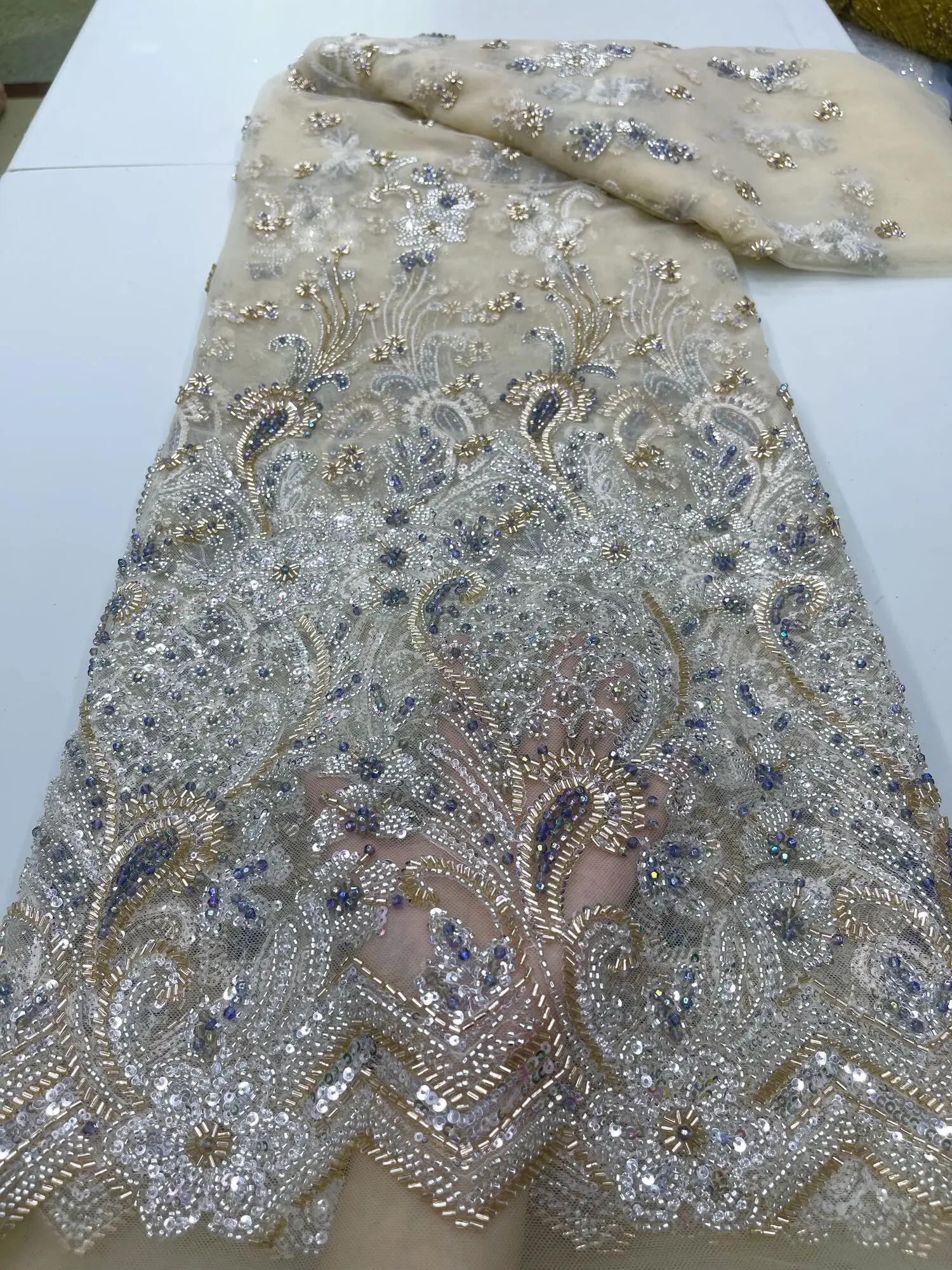 Новинка 2024 кружевная ткань с Дамасским узором французская 5 ярдов