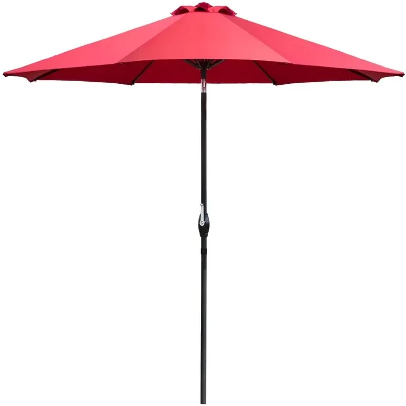 

9 FT Market Patio Umbrella Outdoor Straight Umbrella with Tilt Adjustable,Red