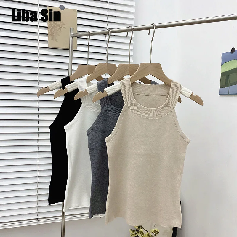 

Pearl Diary Women Summer Knitted Halter Neck Camisole With Sexy And Fashionable Outer Wear Sleeveless Bottoming Top