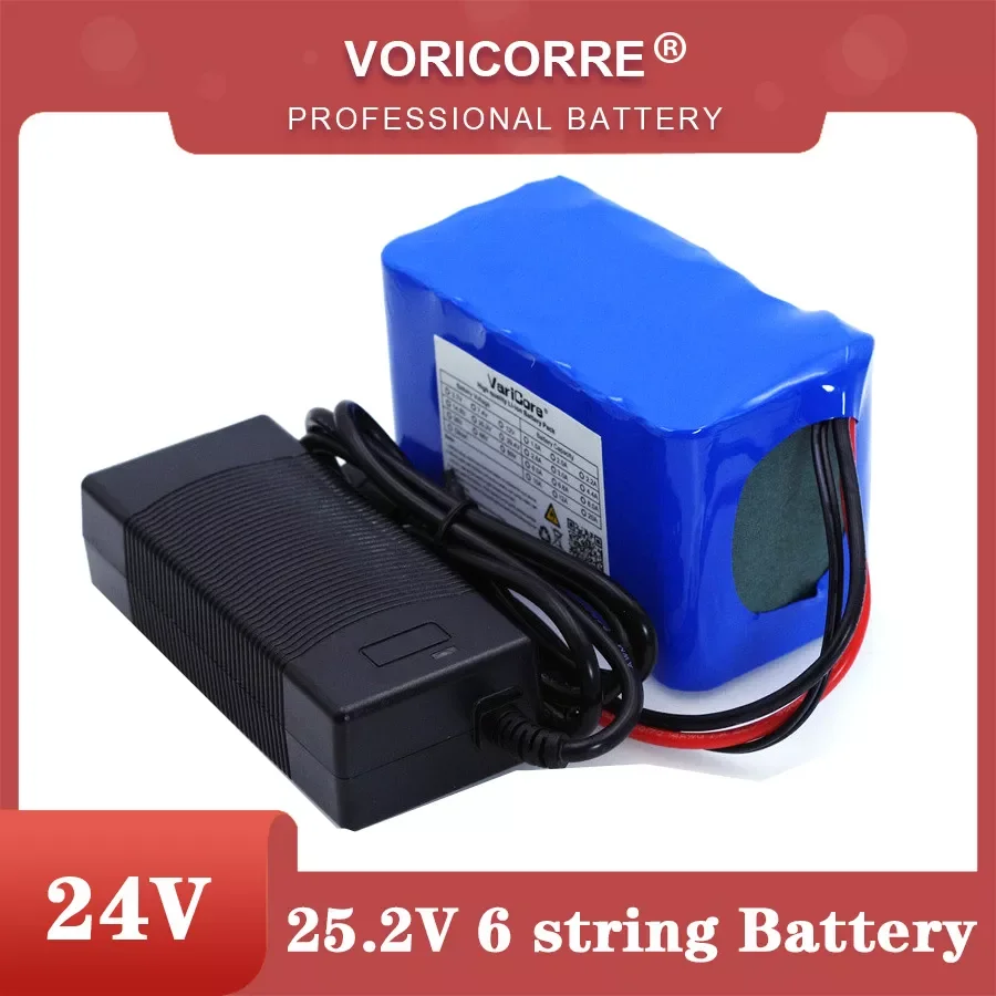 

VariCore 24V 6s 4A 6A 8A 10A 18650 battery pack 25.2V 12Ah Li-ion battery for bicycle battery 350W E bike 250W motor+Charger