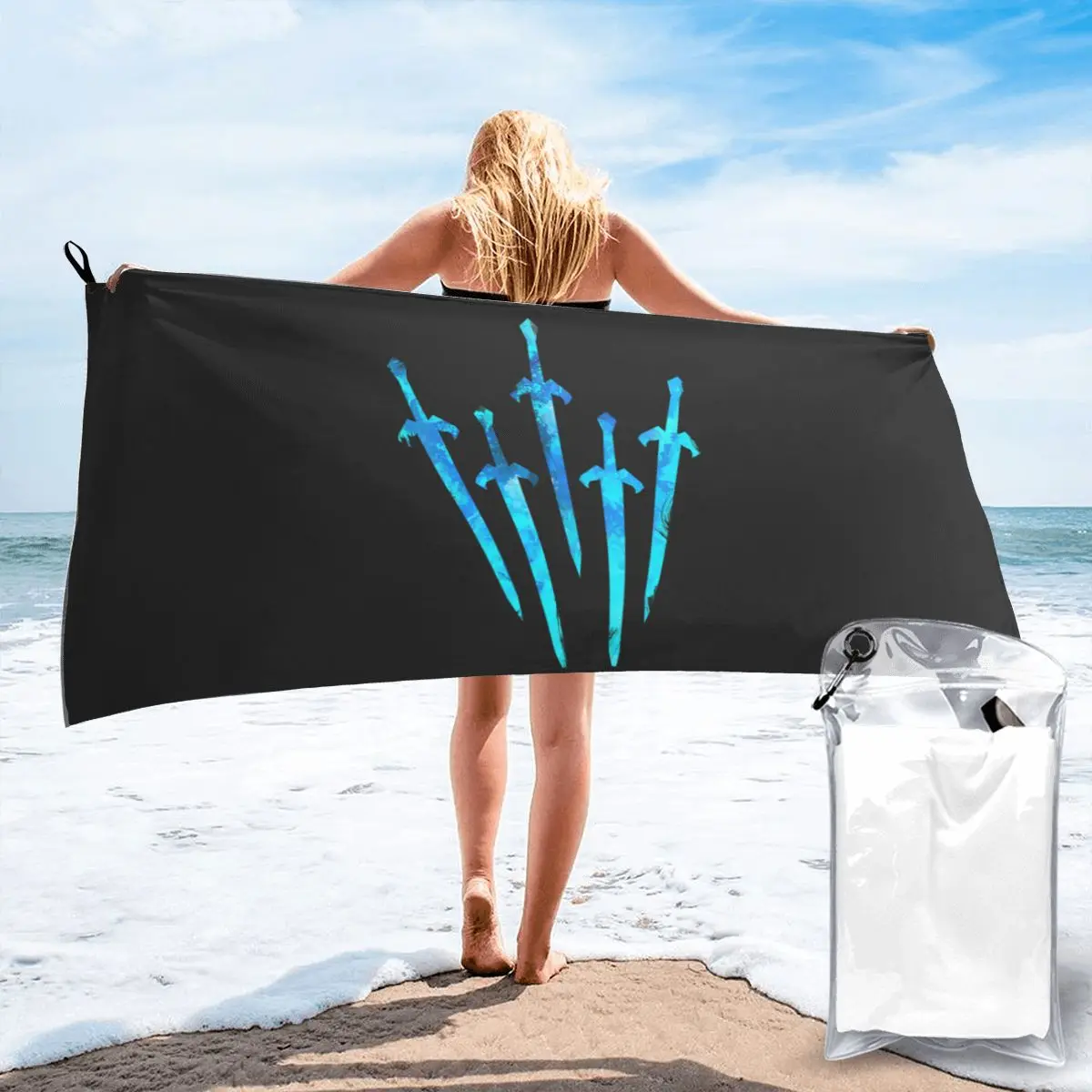 

Summoning Sword Poly Cotton Bath Towel Cool Towel Hair Large Beach Towel Spa Outdoor Travel Portable Quick drying Non-fading