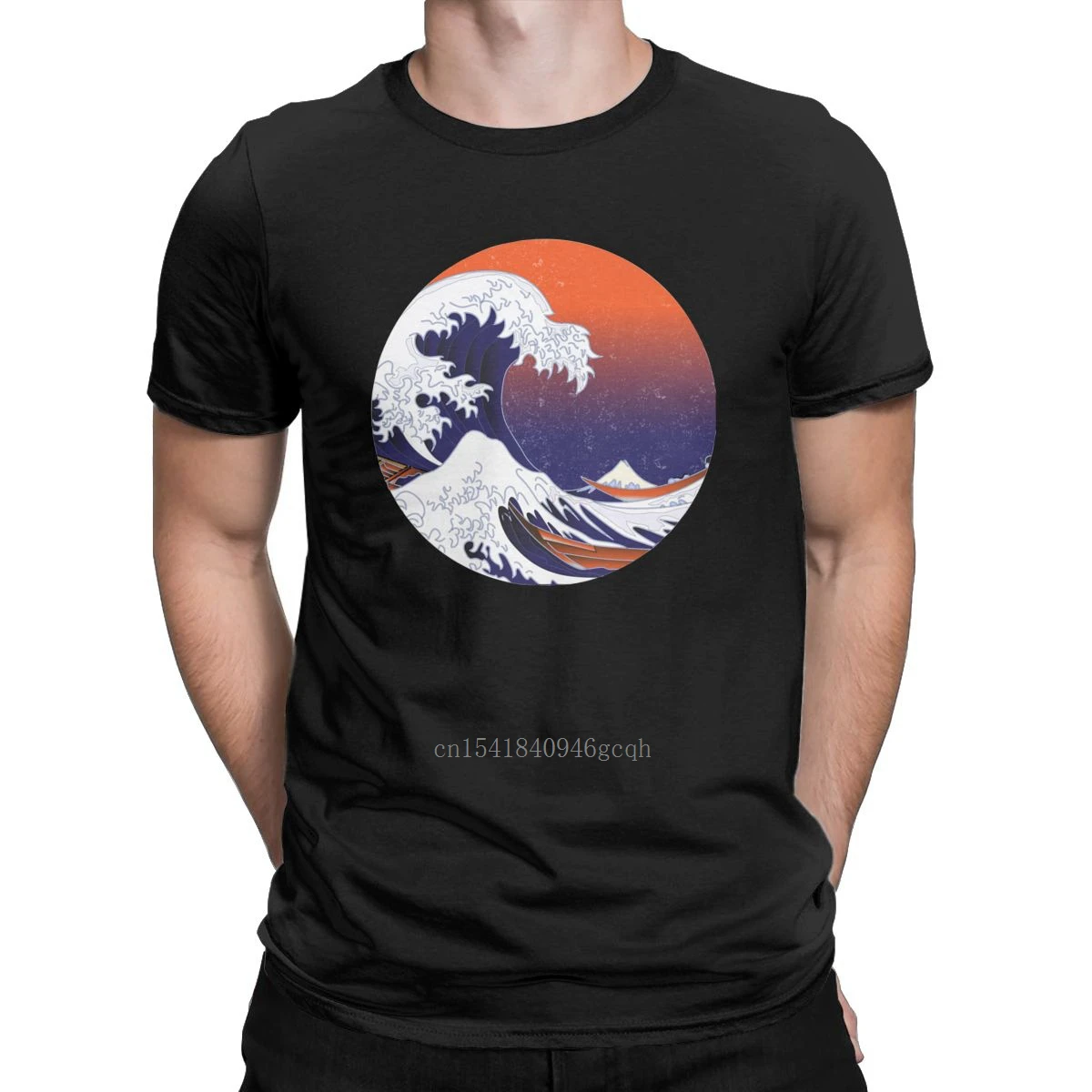

Men T-Shirts The Great Wave Of Kanagawa Fun 100% Cotton Tees Short Sleeve Japan Nature T Shirts Round Neck Clothing Printed