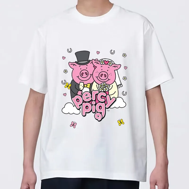 Мультяшная футболка P-Percy свинка Мужская парная комбинированная одежда с