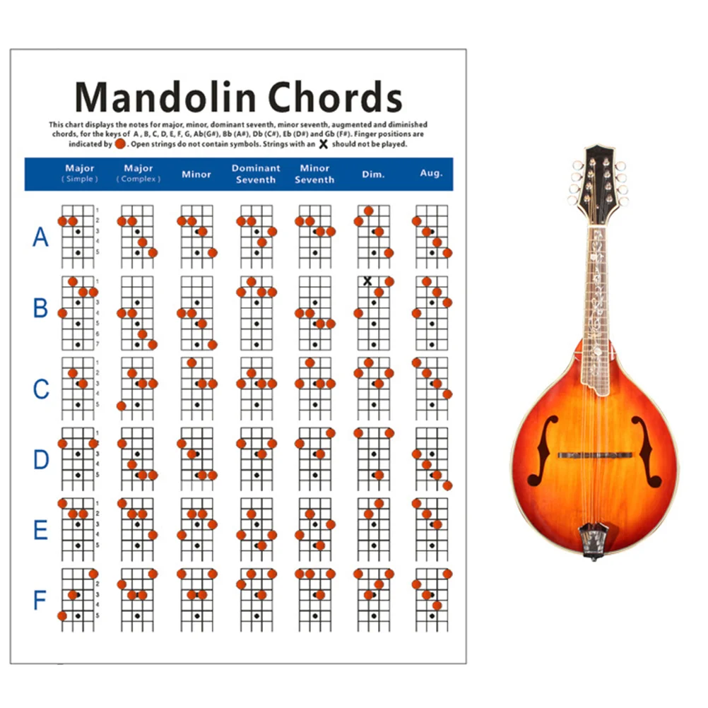 

Mandolin Chord Chart Copper Plate Paper Sport Stickers Sports Accessories Pocket