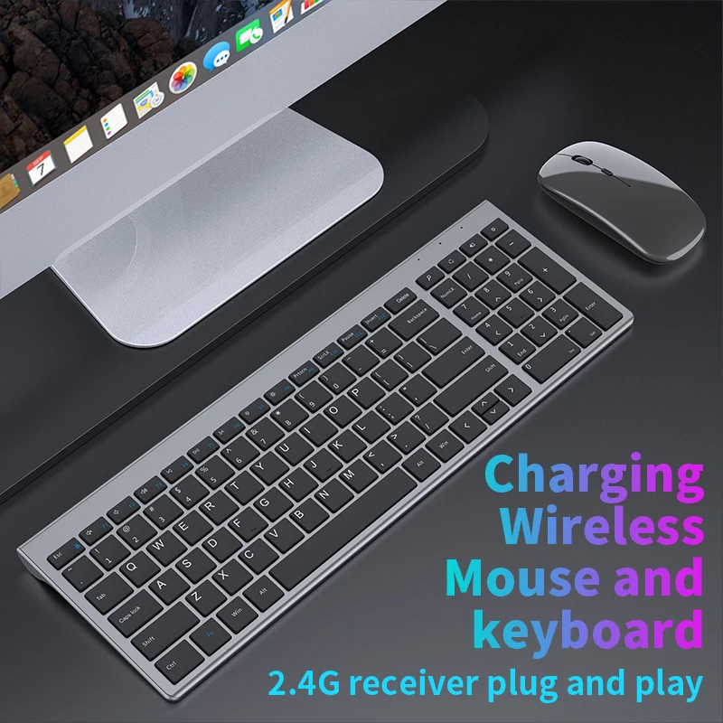 

Беспроводная Bluetooth клавиатура, трехрежимная Бесшумная полноразмерная клавиатура и мышь, комбинированный набор для ноутбука, ноутбука, настольного ПК, планшета