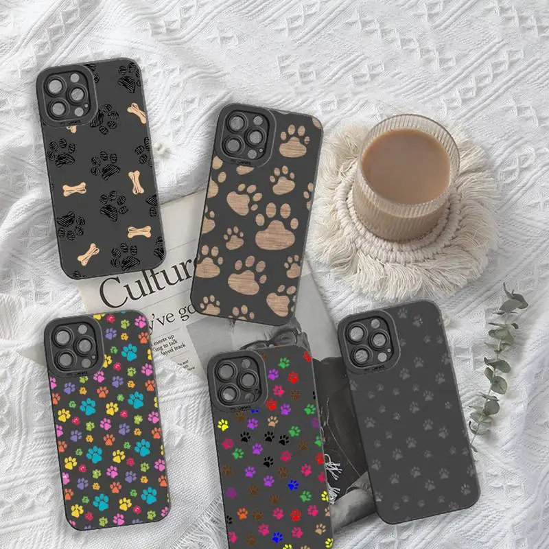 

Dog feet Cute cartoon colorful pattern Phone Case For iPhone 13 12 11 Pro MAX Mini X XS XR 7 8 Plus Camera Lens Liquid Silicone