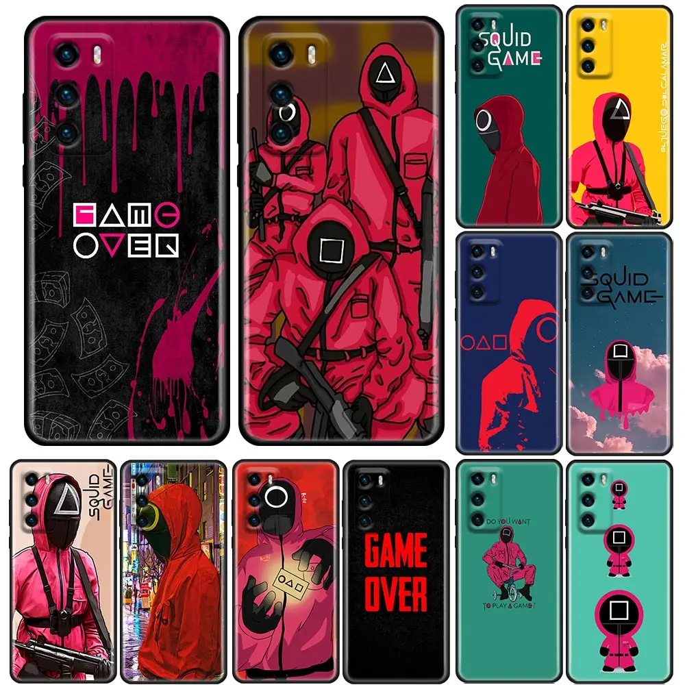 

Phone Case for Huawei P10 Lite P20 Case P30 P40 Lite P50 Pro Plus P Smart Z Soft Silicone Cover Squid Game