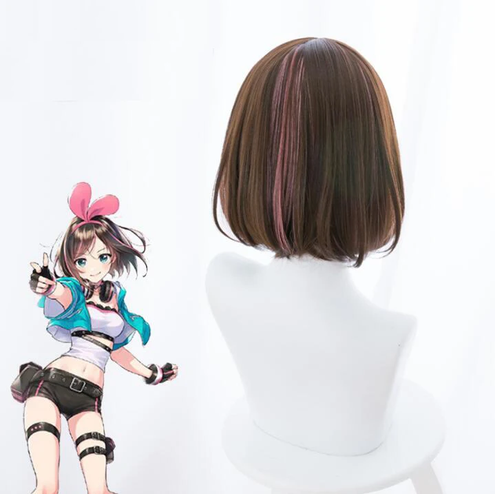 Аниме косплей парик аниме A.I.Channel Kizuna AI реквизит Хэллоуин карнавальный короткие