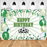 laeacco football happy birthday photo background green bunting balloons stars kid girls portrait customized photography backdrop