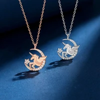 new titanium steel unicorn tears star moon necklace female japanese and korean simple net red clavicle chain accessories
