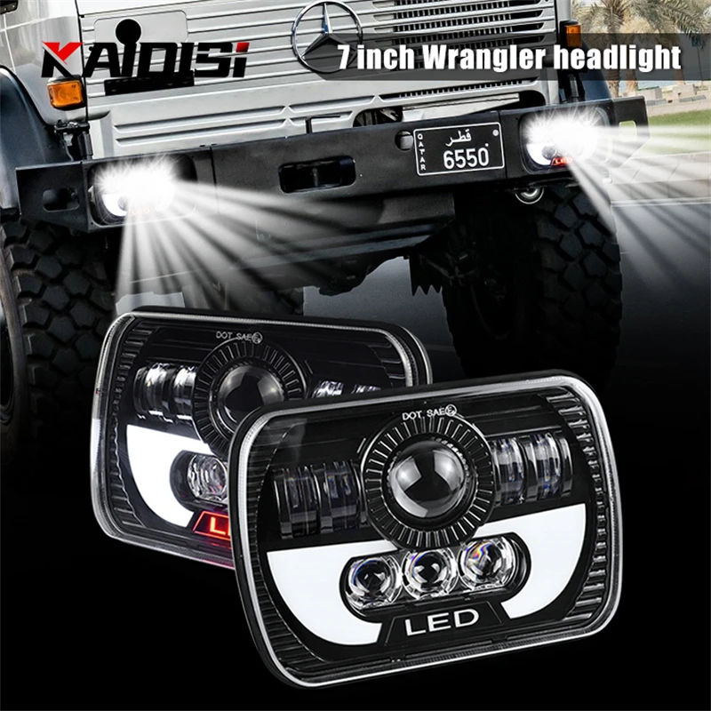 

Lada Niva Urban 7 inch Led Headlight Hi/Low H4 Light Halo Angle Eyes DRL Headlamp For Jeep Wrangler OffRoad 4x4 suzuki samurai