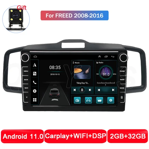 Автомагнитола 2DIN, Android 11,0, мультимедийный видеоплеер для Honda Freed 2008 2009-2015 2016, навигация GPS, головное устройство Carplay