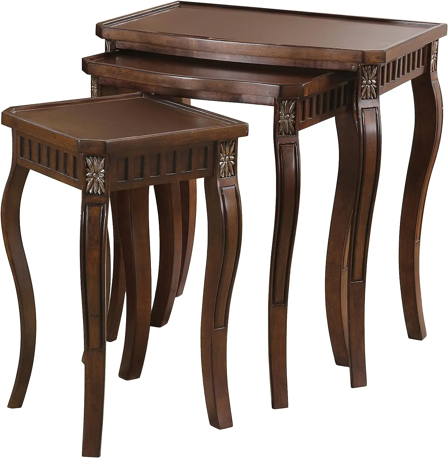

3-Piece Curved Leg Nesting Tables Warm Brown