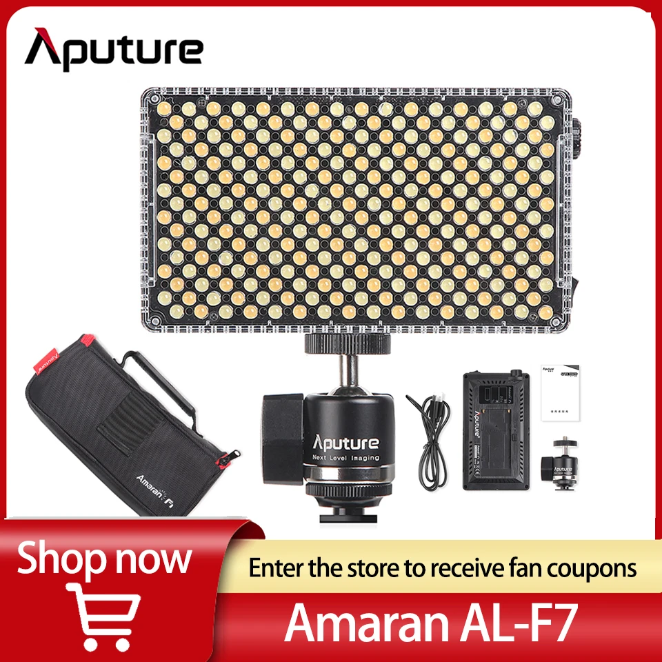 

Aputure Amaran AL-F7 On-Camera светильник 15W 3200K-9500K CRI 95 + TLCI 95 светильник комплект для видеосъемки с дополнительной батареей