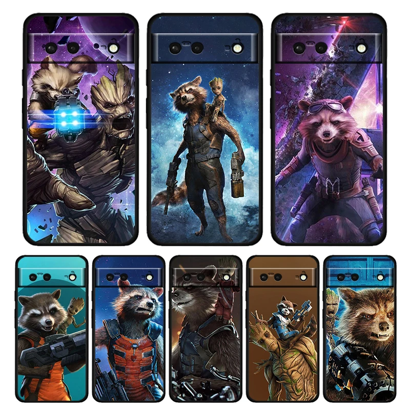 

Rocket Raccoon Marvel Shockproof Case for Google Pixel 7 6 Pro 6a 5 5a 4 4a XL 5G Soft Black Phone Cover Core Shell Capa Coque