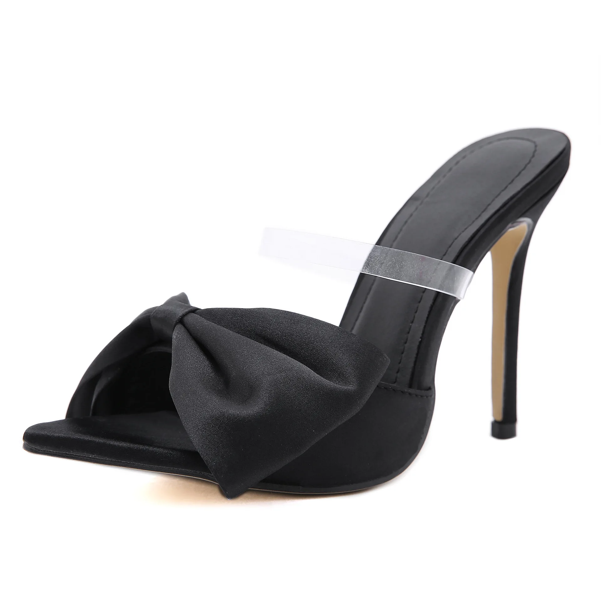 

Women's shoes Summer high-heeled sandals, fish mouth high-heeled shoes, silk bow stiletto sandals and slippers