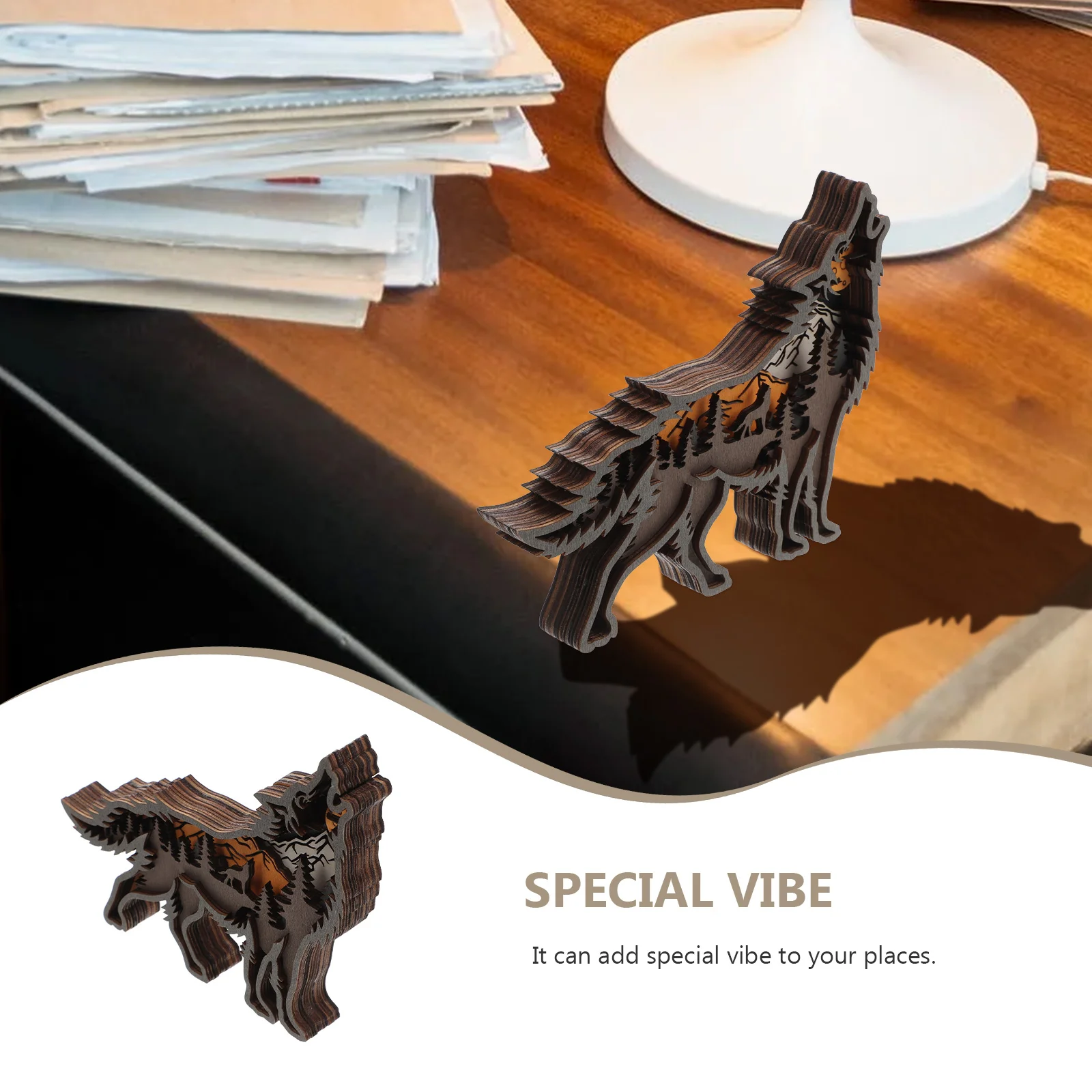 Офисное украшение Статуя волка Деревянный орнамент Украшения Моделирование