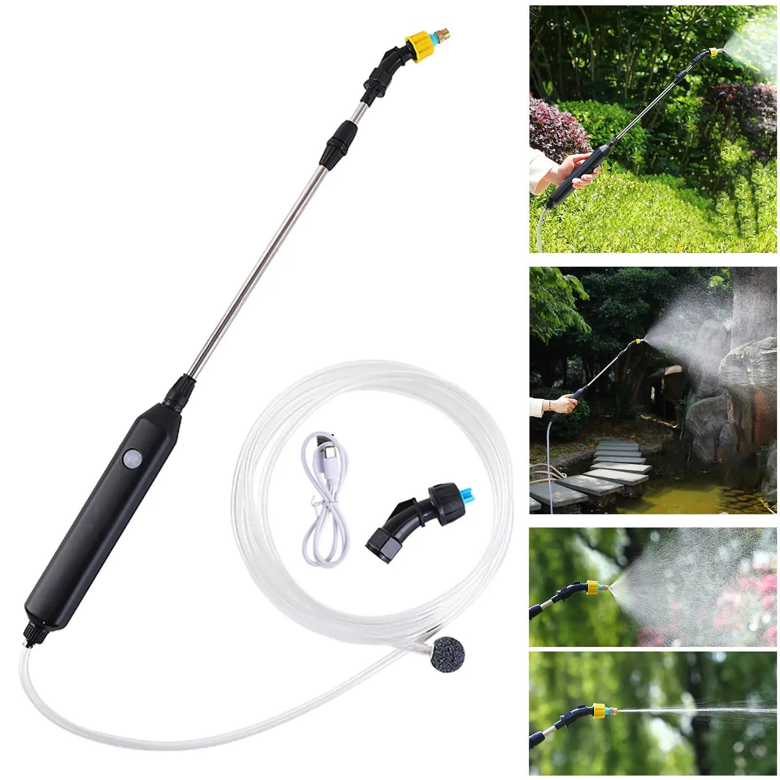 

Electric Plant Sprayer Watering Spray Wand Rechargeable Garden Sprayer Multi-Purpose Plant Mister with 2/3/5M Hose