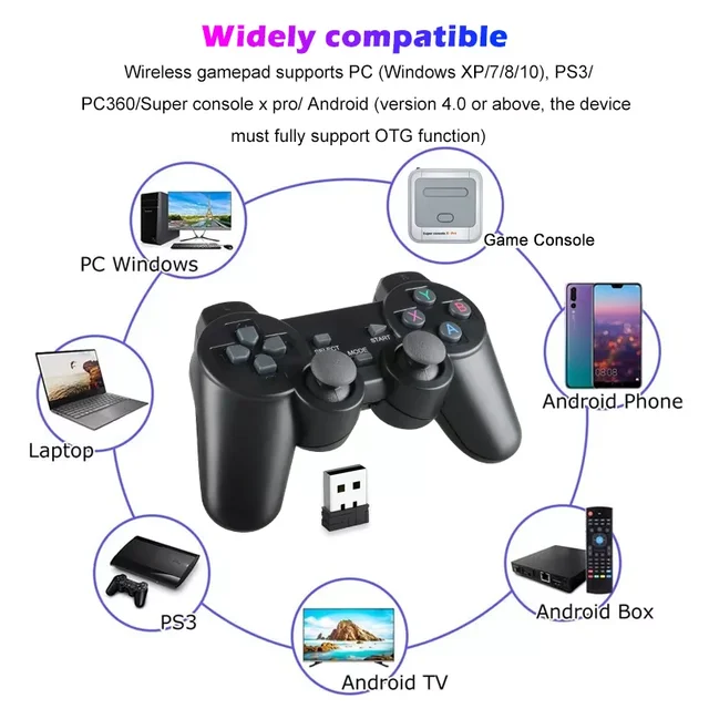 TSINGO 2.4Ghz Wireless Gamepad  For PS2 / PC / TV Box /Android Phone Game Controller Joystick For Super Console X Pro 3