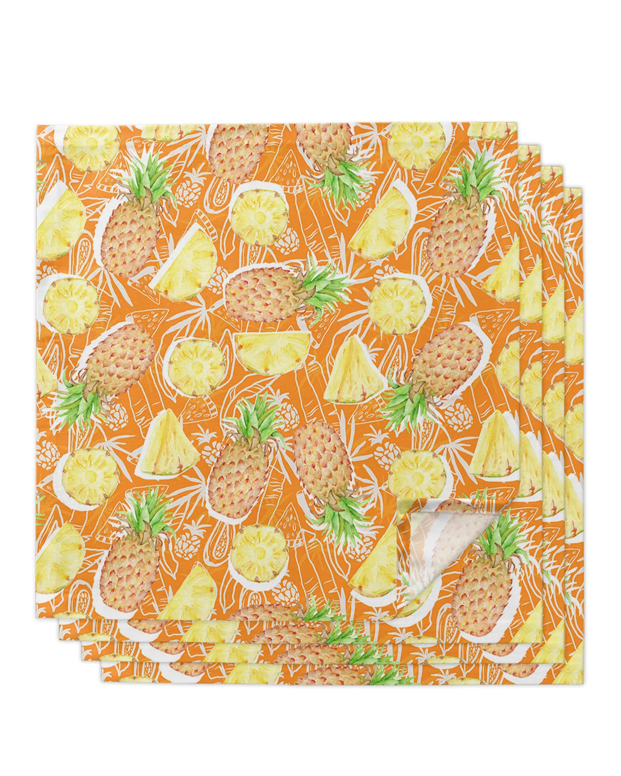 

4pcs Summer Tropical Fruits Pineapple Square 50cm Table Napkin Wedding Decoration Table Cloth Kitchen Dinner Serving Napkins