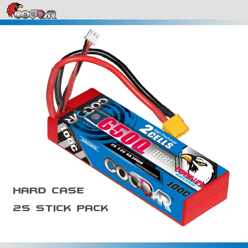 

CODDAR RC Lipo 2S 7.4V Battery 6500mAh 100C HardCase with XT60 T For Racing RC 1/10 Car Vehicle Truck Truggy Buggy toys battery