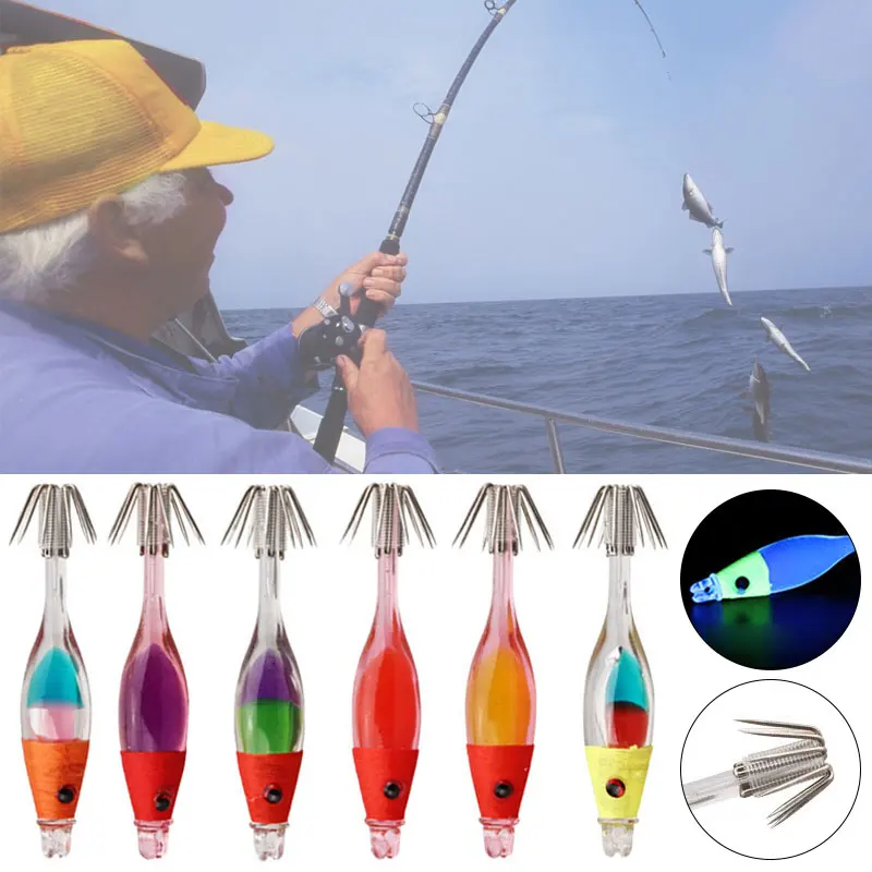 Squid Bait Jig Uv Reflection Small Cloth Color Luminou Glow Lure Blowing Tube Hook 50Mm Burst Fishing Small Tube Squid