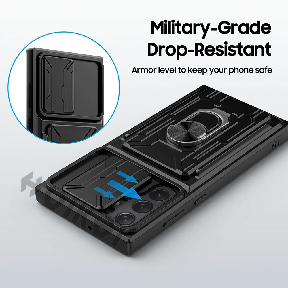 detachable card holder phone case for xiaomi 11t pro redmi note 11 10 poco x4 x3 pro max slide stand kickstand ring camera cover free global shipping