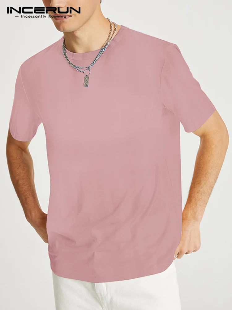 

Casual Simple Style Camiseta New Men's O-neck Short Sleeved Fashion Streetwear Solid All-match T-shirts S-5XL INCERUN Tops 2022