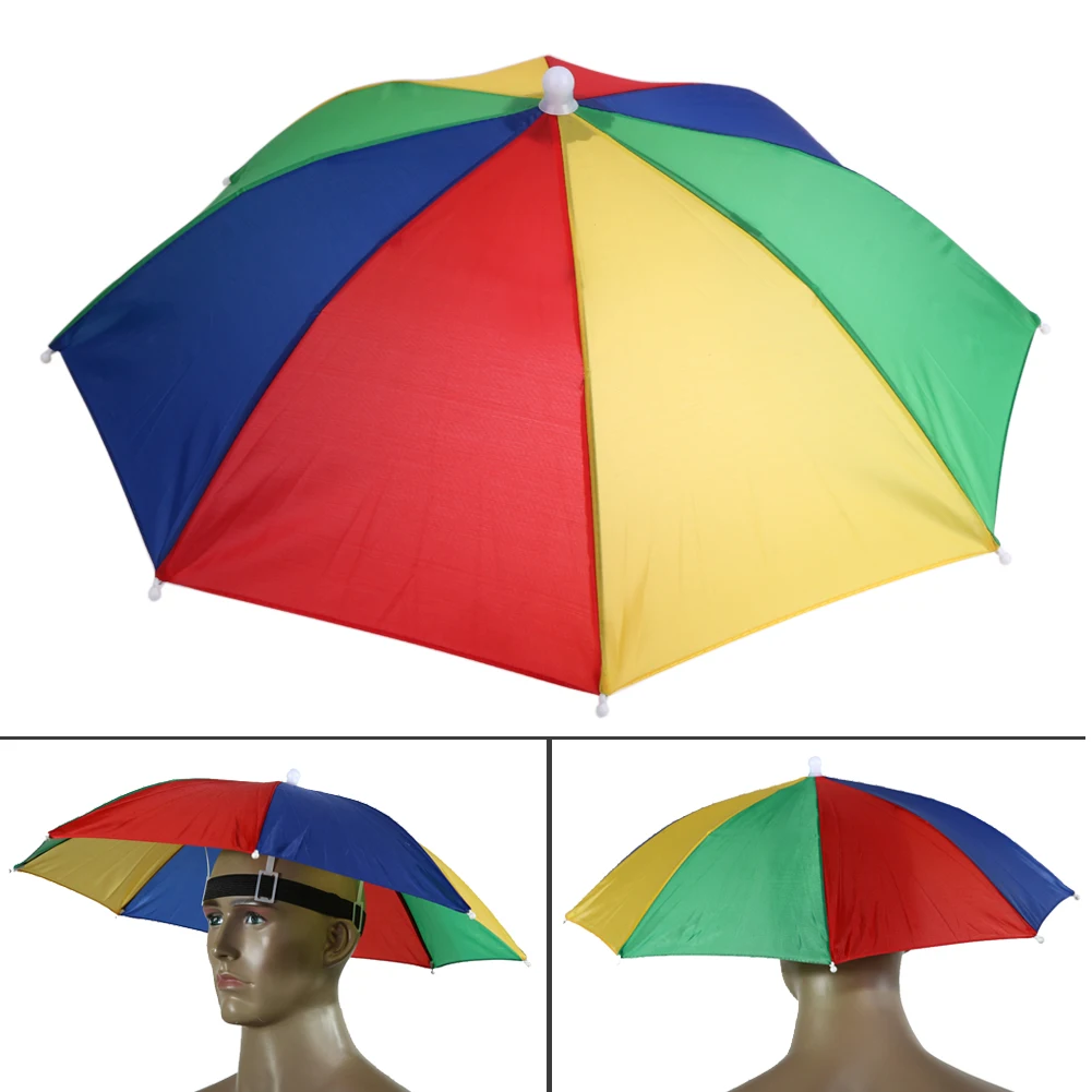 

Outdoor Head Umbrella Hat AntiRain Anti-Sun Head-Mounted Sun Cap Foldable Fishing Golf Cycling Hiking Camping Shade Umbrella Hat