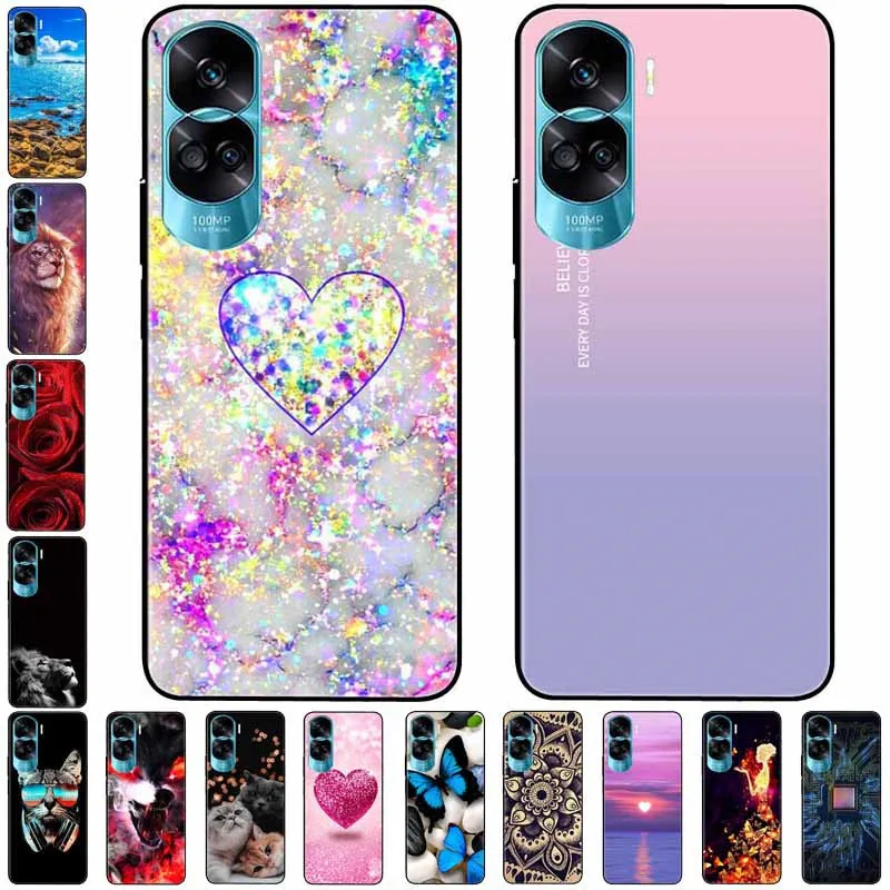 For Honor 90 Lite 5G Case Honor90 Pro Silicone Painted Soft Black Cover for HUAWEI Honor 90 Pro Shell Fundas 90Lite TPU Coque