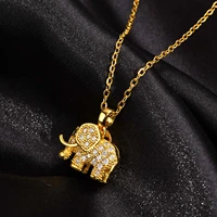 dainty elephant necklaces for womengold color metal animal pendant with shiny cz stonescute jewelry gift to girls ladies