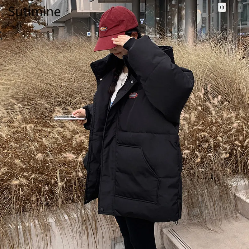 Winter Clothes Women Korean Hooded 2022 Winter Cotton Coat Female Student Loose Casual Cotton Coat Female Pockets Winter Coat