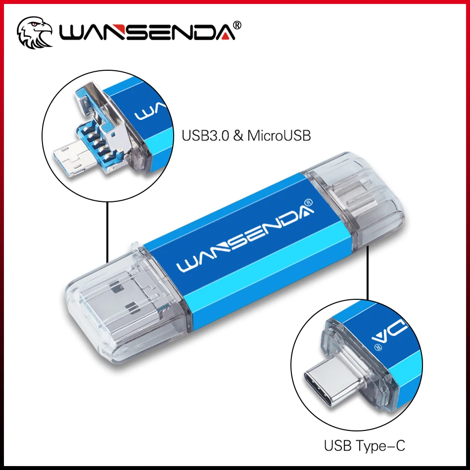 WANSENDA флеш-накопитель 3 в 1, OTG, USB TYPE C, Micro USB, 32 ГБ, 64 ГБ, 3,0 Гб, 128 ГБ WANSENDA флеш-накопитель 3 в 1, OTG, USB TYPE C, Micro USB, 32 ГБ, 64 ГБ, 3,0 Гб, 128 ГБ