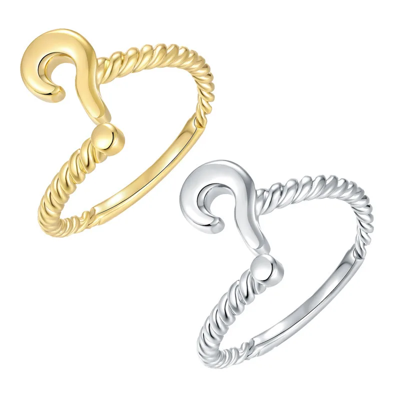 

Vintage Question Mark Rings for Women Gold Silver Color Unique Design Creative Lover Couple Ring Hip Hop Gothic Jewelry Gift