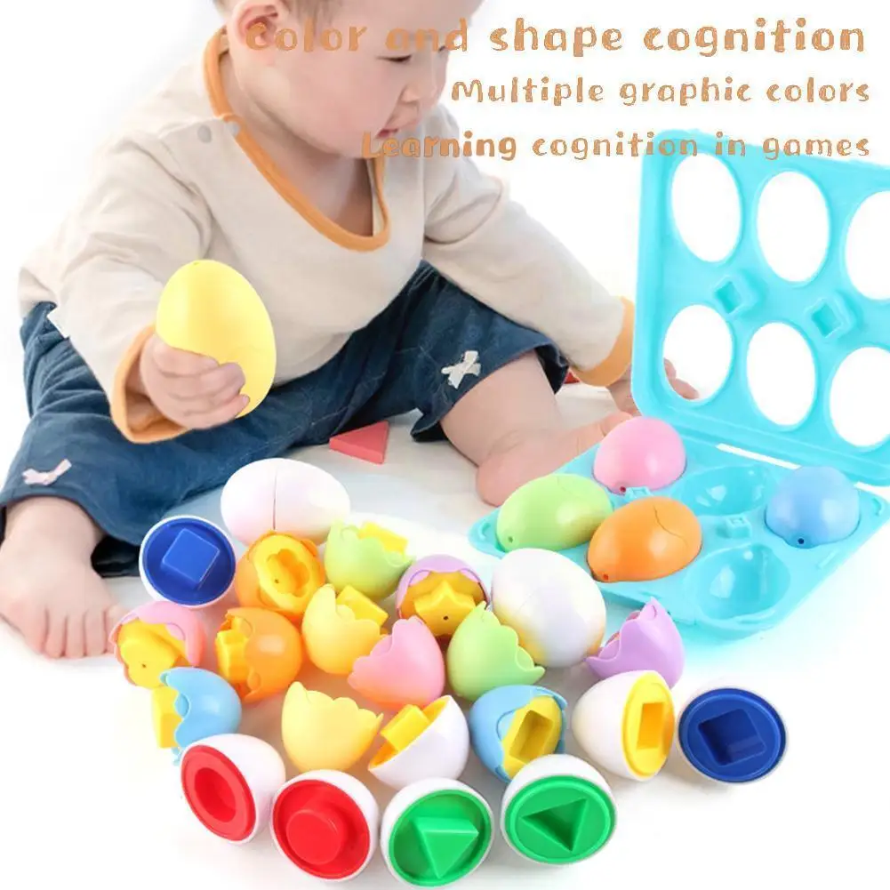 

6pcs/set Baby Montessori Educational Toy Egg Puzzle Bolts Game Recognize Toys Toddler Shape Match Training Color Toy Gift N V9d5